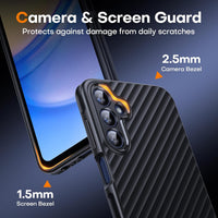 TAURI 3 in 1 for Samsung Galaxy A15 5G Case Black, [15 FT Military Grade Protection] with 2X Screen Protector, [Non Slip Textured Back] Slim Shockproof Case for Galaxy A15 5G Case 6.5 Inch