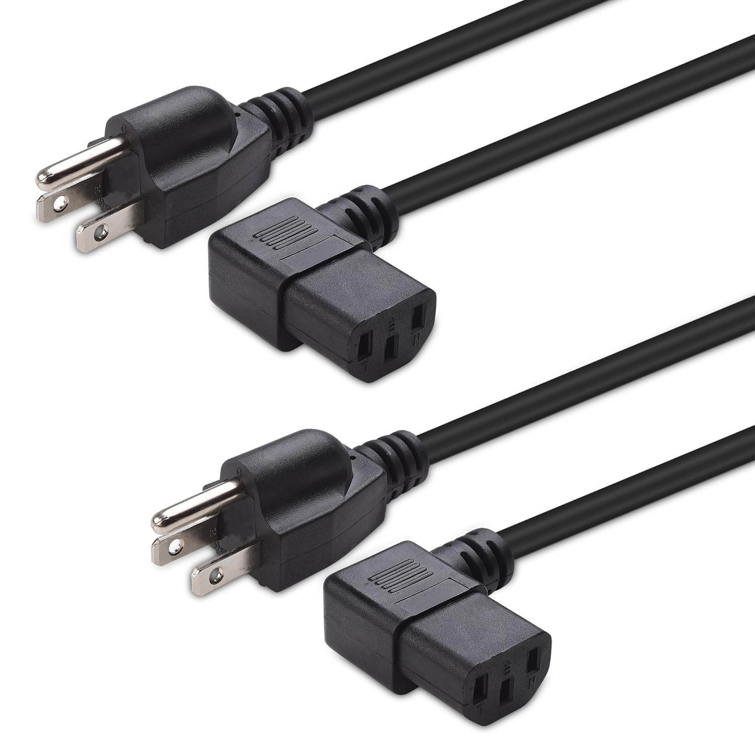 Cable Matters (2-Pack) 16 AWG Right-Angle AC Computer Monitor Power Cord (NEMA 5-15P to Angled IEC C13) 10 Feet