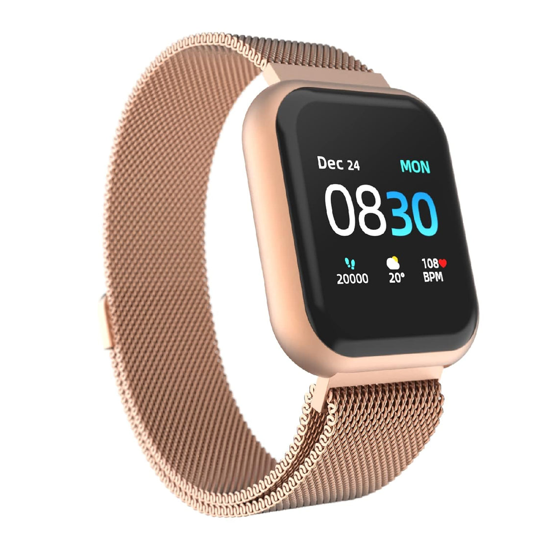 iTouch Air 3 Smartwatch for Fitness, iPhone and Android Compatible, Pedometer, Walking and Running Tracker for Women and Men (Rose Gold Mesh)