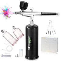 ANUINIT 36PSI LCD Screen Airbrush Kit with Compressor Dual-Action Mode Cordless Airbrush for Nails, Painting, Makeup, Cake, Artwork Coloring, Portable Rechargeable Anti-Slip Airbrush Upgraded