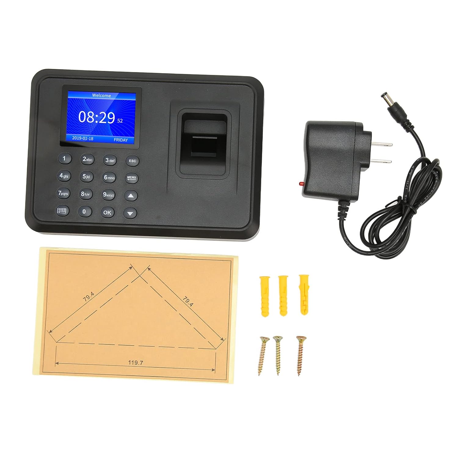 Luqeeg Time Clock, Fingerprint Assistance Machine with Free Software 2.4 Inch Name Biometric Fingerprint Machine for Business and Offices