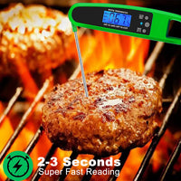 LIKEPAI Instant Read Meat Thermometer for Kitchen Cooking, Ultra Fast Precise Waterproof Digital Food Thermometer with Backlight, Magnet and Foldable Probe for Deep Fry, Outdoor BBQ, Grill(Green)