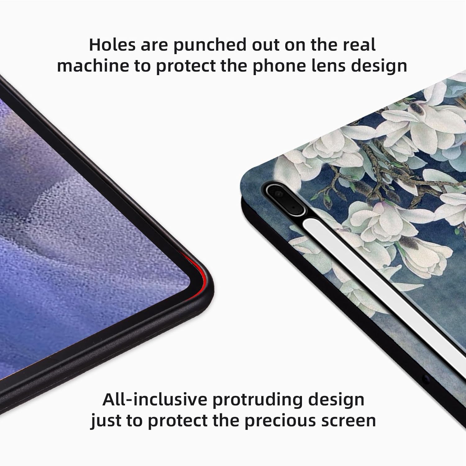 Nuouxoco Case for Galaxy Tab S7 FE 12.4 inch 2021 Released (Model: SM-T730/T733/T736/T738/T970/T975/T976/T978), Multi-Angle Viewing Kickstand Stand Shockproof Case for Galaxy Tab S7 Plus -Magnolia