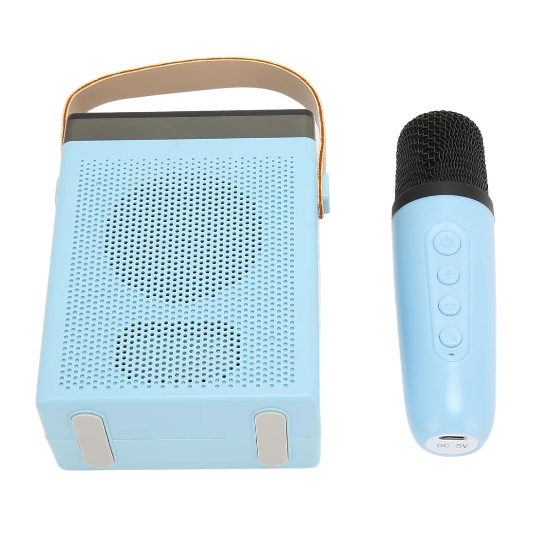 DAUERHAFT Portable Speaker, Karaoke Machine with Built-in Reverb, RGB Lighting, Long Battery Life with 2 Wireless Microphones for Kids Party (Blue)