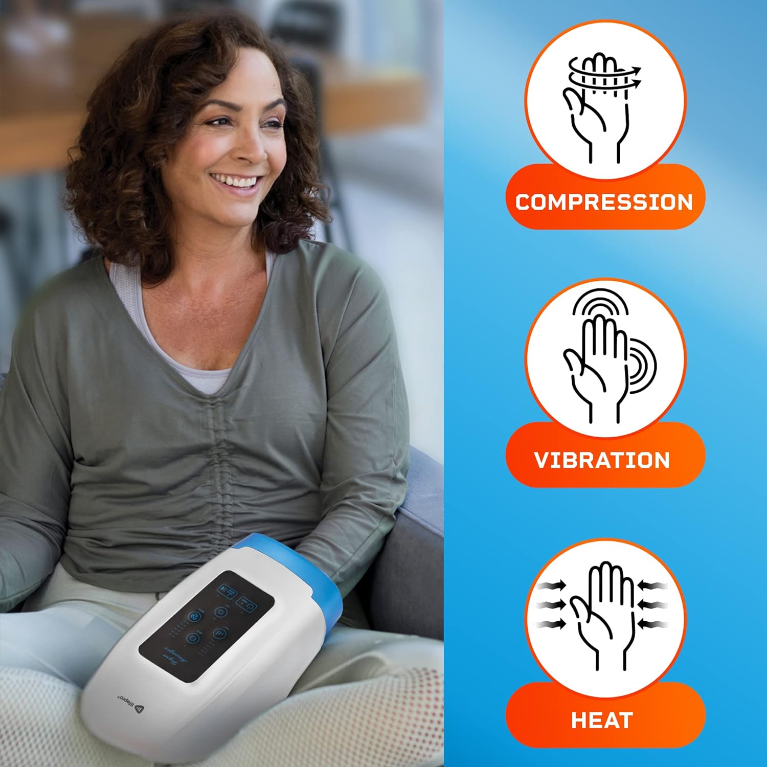 Legra Plus Hand Massager White - Personal Electric Massager for Wrist, Hand, Palm, Finger Pain Relief, Arthritis, Carpal Tunnel, Numbness - Vibration & Heat Therapy Massager