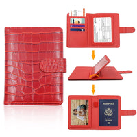 Sbrinnaliao Passport Holder with Vaccine Card Slot, RFID Travel Wallet Leather Passport Holder Women/Men with Zipper, Passport and Vaccine Card Holder Combo, Stone-Red, Multifunction Organized