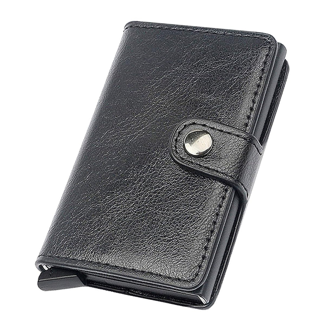 Credit Card Holder, Mens Card Holder, Leather Wallets for Men Slim Front Pocket Anti-Theft RFID Auto Pop up Card Case Wallet Small Money Clip (Black)