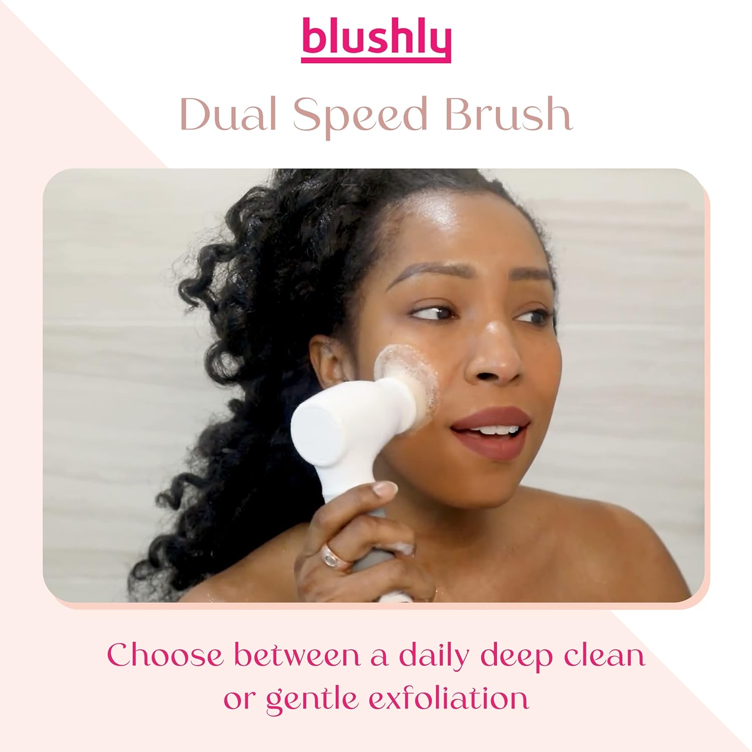 Blushly Facial Cleansing Brush - 360 Degree Facial Brush - Facial Brushes for Cleaning and Exfoliating - Face Cleansing Brush for Skin Care Routine - Facial Brush Skin Cleansing