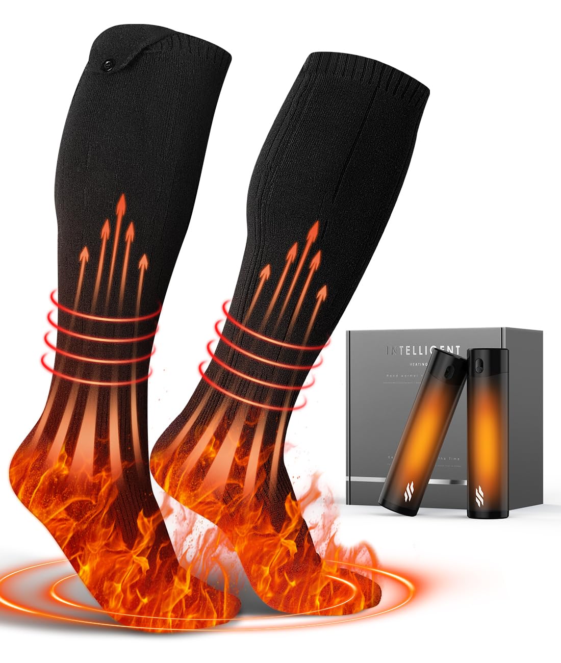 Heated Socks and Hand Warmers for Men Women - 2 Packs 6000mAh 7.5V Electric Foot Warmers - Battery Thermal Socks - Gifts for Hunting, Fishing, Skiing and Outdoor - Christmas Stocking Stuffers