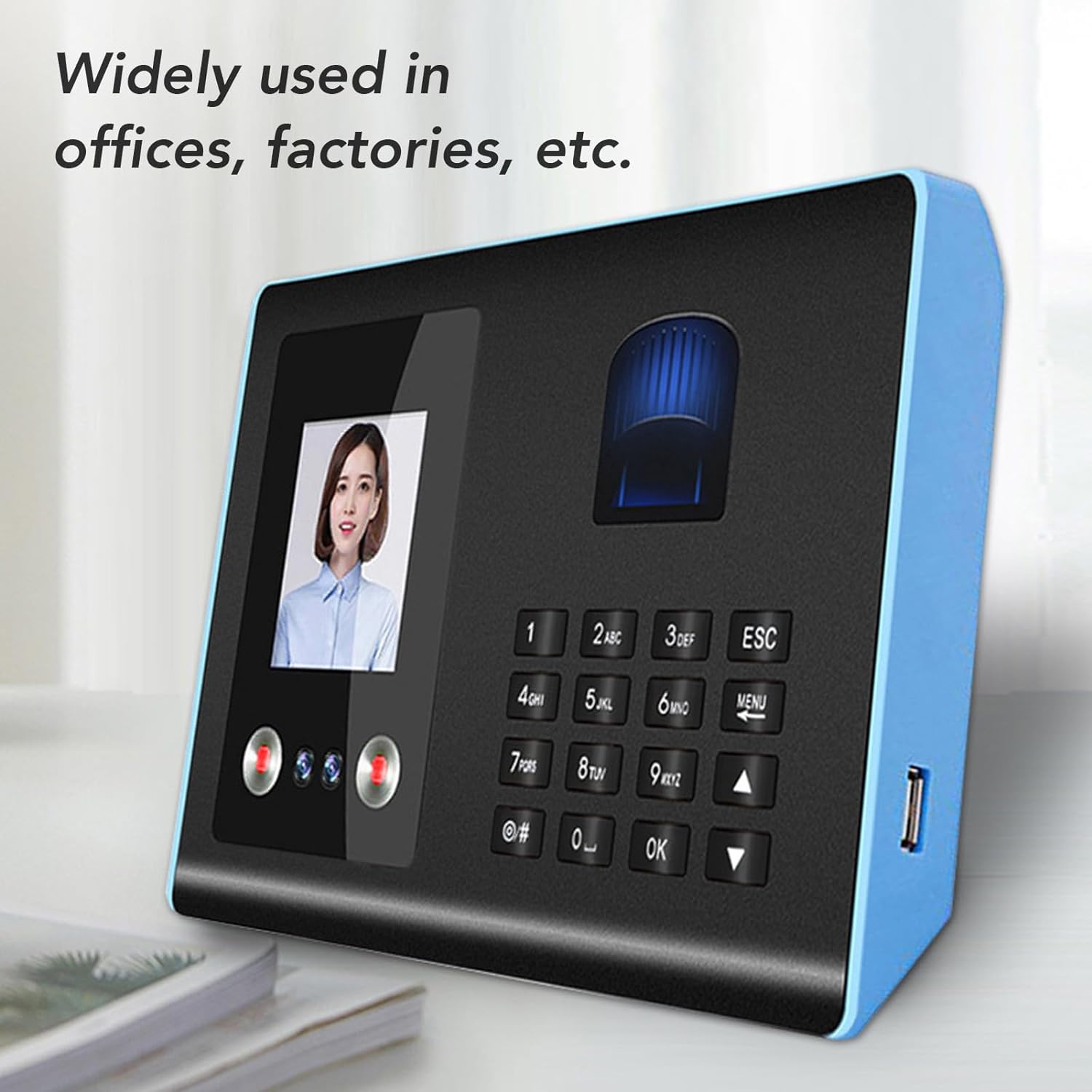 Password Attendance Machine, Attendance USB Interface Wide Biometric Application 100‑240 V Quick Recognition for Factory (US Plug)