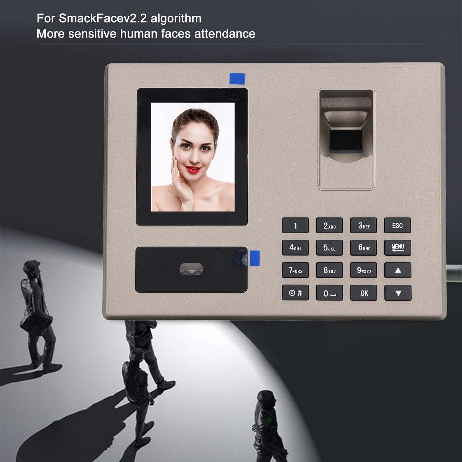 Employee Attendance Machine, Biometric Time Attendance 360 Degree Recognition 100‑240V for Enterprises (US Plug 110-240V)