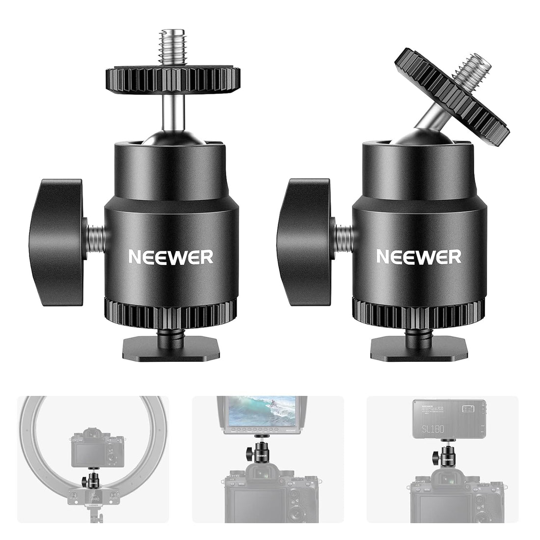 Neewer 1/4â€ Camera Hot Shoe Mount with Additional 1/4â€ Screw 4-Pack, Mini Ball Head Cold Shoe Mount Adapter for Cameras, Camcorders, Smart Phone, Video Light, Microphone, Ring Light - ST36