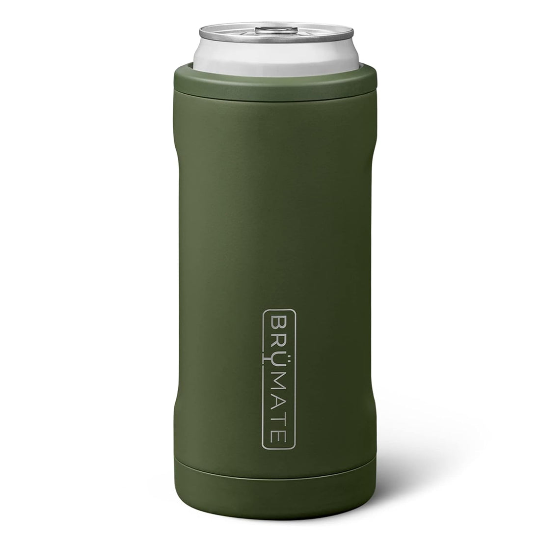 BrüMate Hopsulator Slim Double-Walled Stainless Steel Insulated Can Cooler for 12 Oz Slim Cans (OD Green)