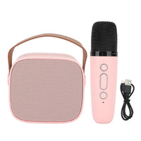 Pwshymi Mini Karaoke Machine, Stable Transfer 6 Sound Effects Clear Sound Instant Pairing Kids Portable Bluetooth Speaker Machine for Speech(Pink)