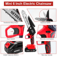 Mini Chainsaw,20V 6 Inch Portable Electric Chainsaw Cordless,2023 Upgrade Small Handheld Chain saw for Tree Branches,Courtyard, Household and Garden,2x1500mAh Batteries Powered