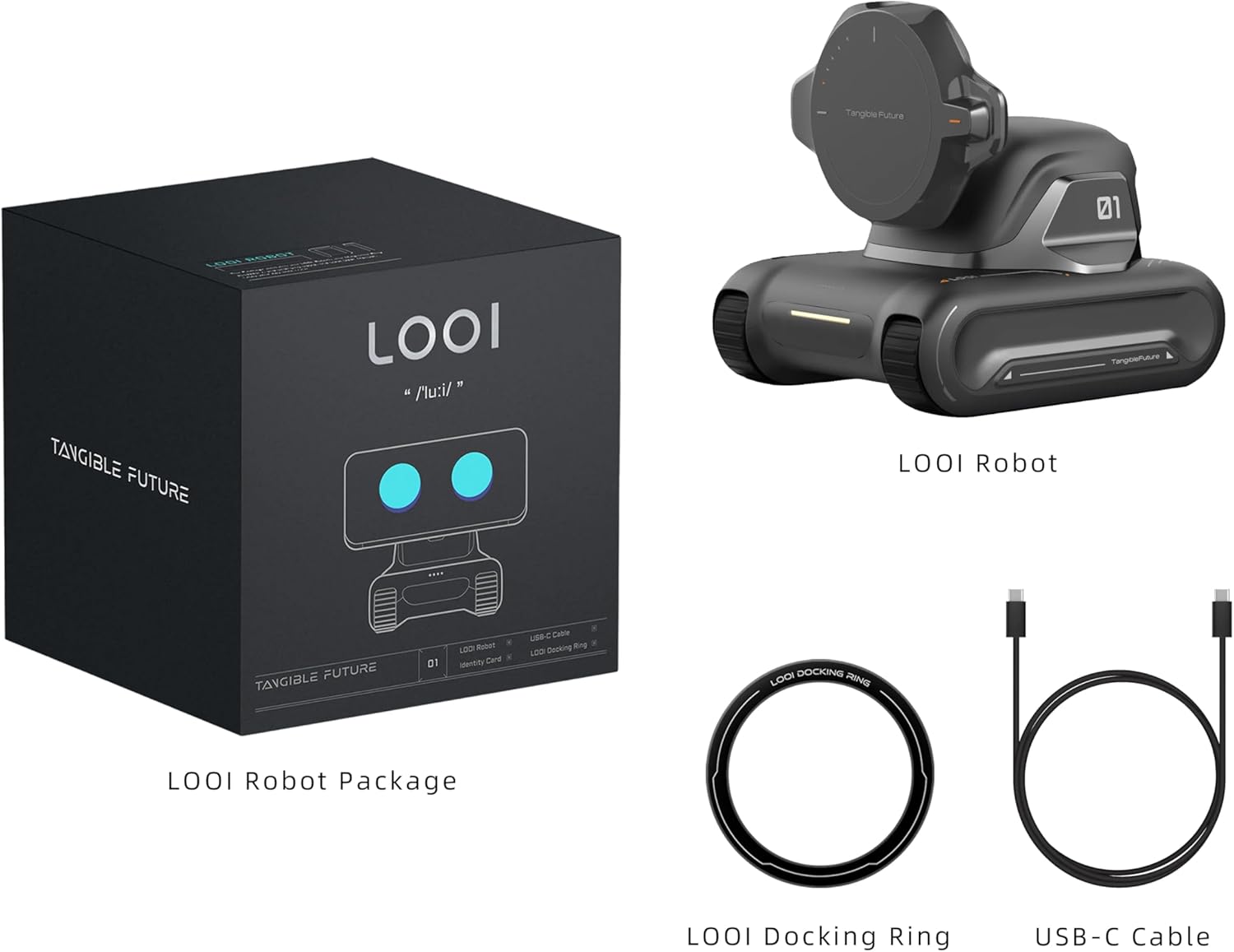 LOOI Robot-Space Black: AI Desktop Robot Companion – Packaging