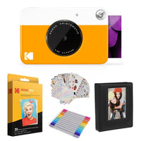 Kodak Printomatic Instant Camera (Yellow) Gift Bundle + Zink Paper (20 Sheets) + Deluxe Case + 7 Fun Sticker Sets + Twin Tip Markers + Photo Album + Hanging Frames + Comfortable Neck Strap