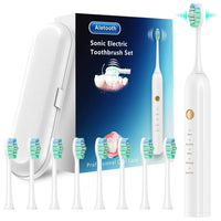 Sonic Electric Toothbrush Ultra Whitening Toothbrush Set, Professional Oral Care Sonic Toothbrush with 8 Brush Heads & Travel Case, Rechargeable & One Charge for 200 Days - 5 Modes Smart Timer