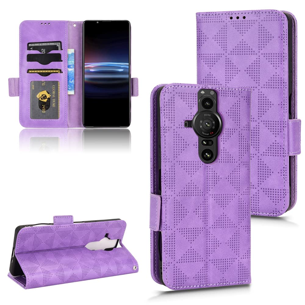 Kukoufey Case for Sony Xperia Pro-I 2021 5G XQ-BE42 XQ-BE52 XQ-BE62 XQ-BE72 Leather Flip Stand Case Cover,Case for Sony Xperia Pro-I Leather Case,Case for Sony Xperia Pro-I Case Cover Purple