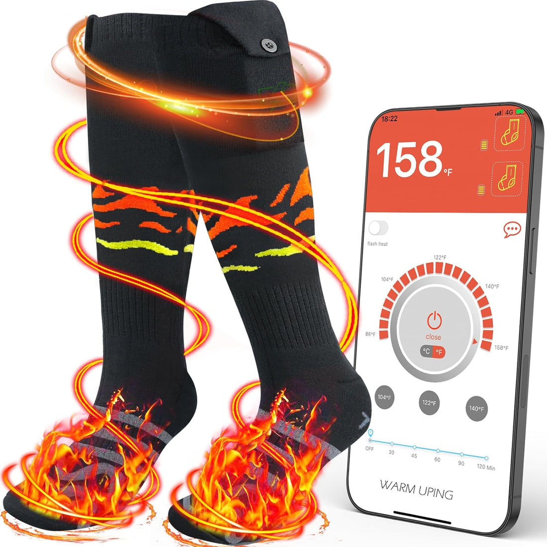 Heated Socks,Upgraded Rechargeable Electric Heated Socks,7.4V 2500mAh Battery Cold Weather Heat Socks for Men Women with APP Remote Control,Outdoor Camping Hiking Skiing Foot Warm Winter Socks - M
