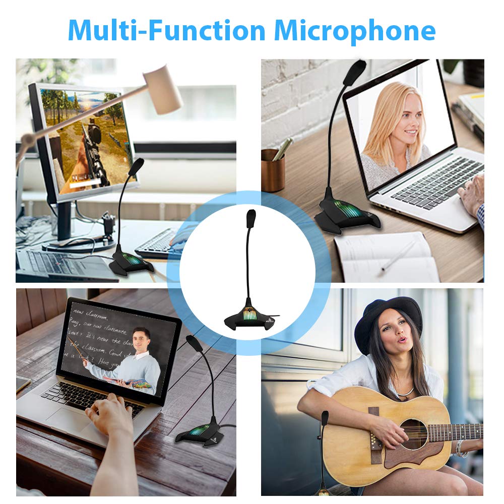 NexiGo USB Computer Microphone, Desktop Microphone with Adjustable Gooseneck and LED Indicator, Compatible with Windows/Mac/Laptop/Desktop, Ideal for YouTube, Skype, Zoom, Gaming Streaming