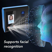 Biometric Attendance Machine Smart Timing Facial Recognition Fingerprint Password Check In Time Clock for Office (US Plug)