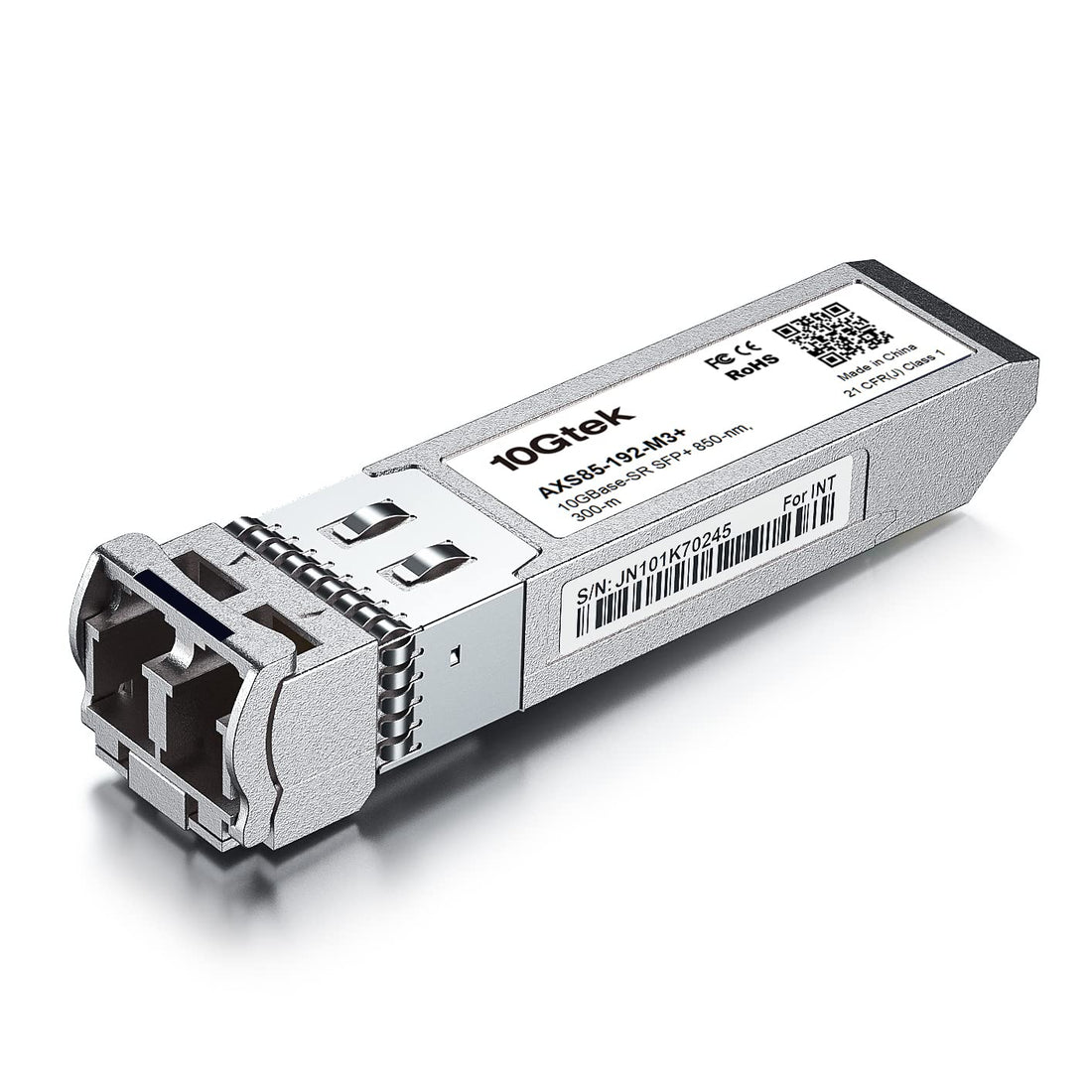 Industrial Grade 10GBase-SR SFP+ Transceiver, 10G 850nm MMF, up to 300 Meters, Compatible with Cisco SFP-10G-SR, Meraki MA-SFP-10GB-SR, Ubiquiti UniFi UF-MM-10G, Fortinet, Mikrotik, Netgear and More