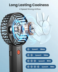 AaoLin Handheld Fan [6-15H Working Time] Foldable Hand Held Fan USB Rechargeable, 4 Speeds Portable Personal Mini Fan, Battery Operated Desk Fan for Stylish Girl Women Travel/Commute/Makeup/Office