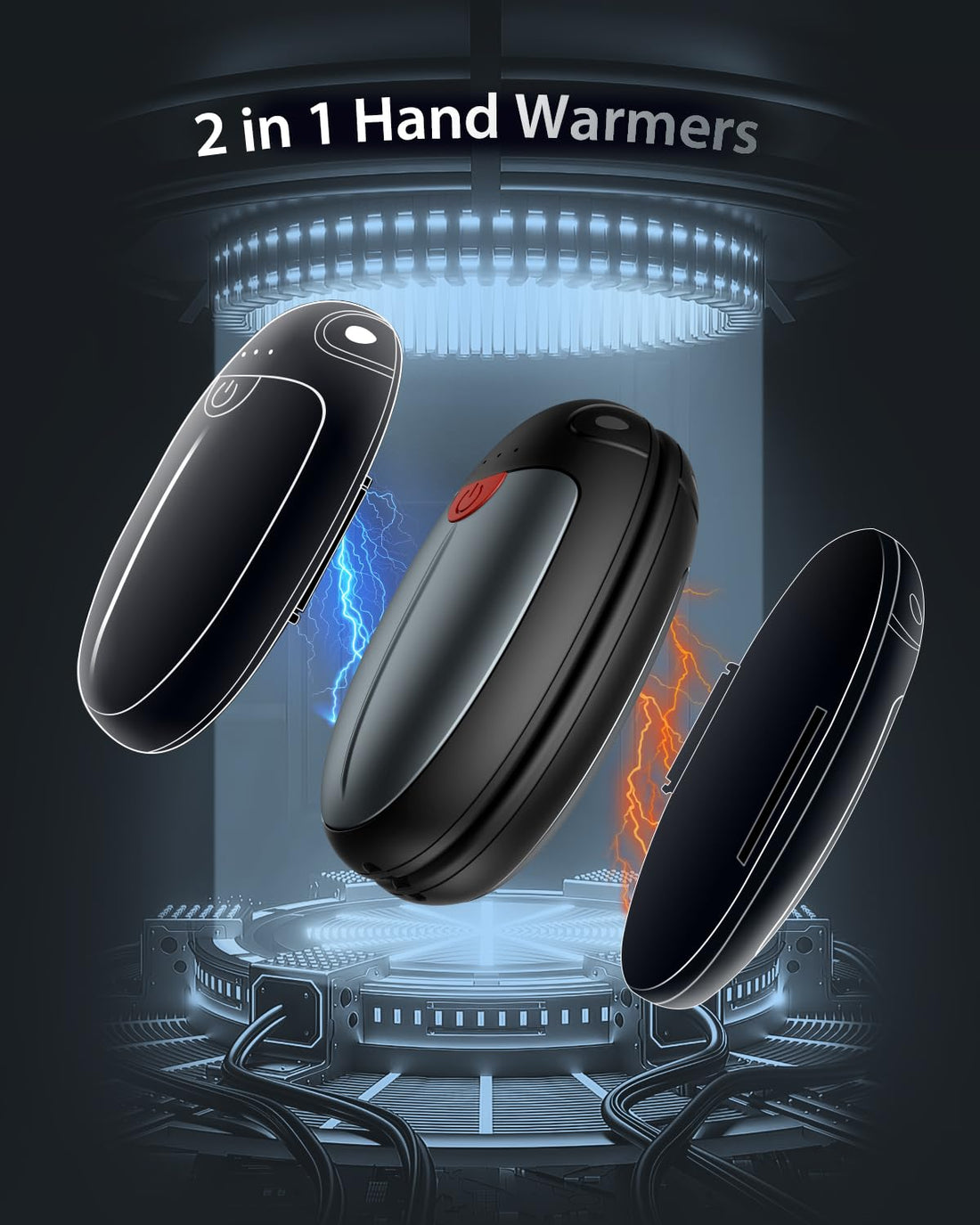 Hand Warmers Rechargeable, 2 Pack Portable Pocket Hand Warmers, 16Hrs Long Heating Double Warm Electric Handwarmers, Reusable Heater for Outdoors, Camping, Hunting, Golf, Fishing