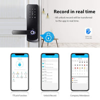 Smart Lock,YRHAND NX1 Plus Keyless Entry Door Lock with keypad ,5-in-1 Keyless Entry Biometric Fingerprint Door Lock Passcode WiFi Remoded ID Card Mechanical keysKey for Office Home Apartment Airbnb