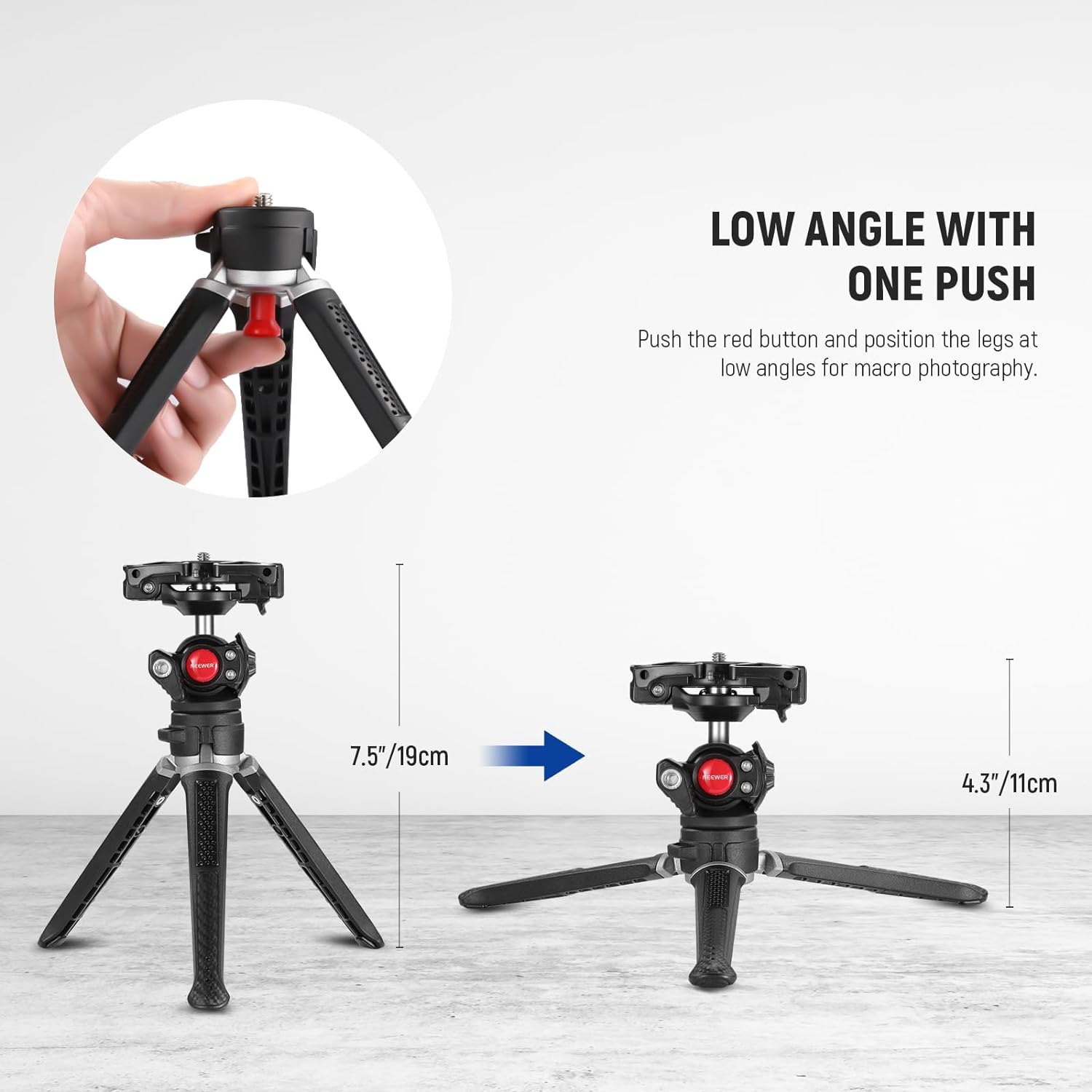 NEEWER Mini Camera Tripod with 2 in 1 Phone Holder/Action Cam Adapter/Flexible Arm for LED Light/Mic, Portable Travel Tripod Compatible with GoPro iPhone for Vlogging Filming Video Recording, TS006