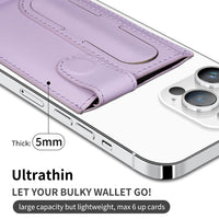 Magnetic Wallet Card Holder with Kickstand for iPhone 12/13/14 Series, Magsafe Wallet Leather Card Sleeves Fit 6 Cards Purple