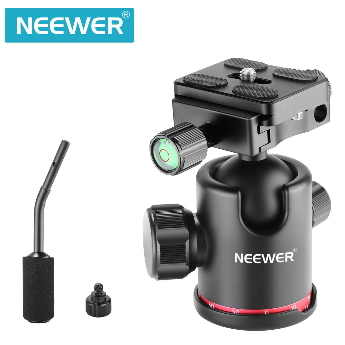 Neewer Heavy Duty Camera Tripod Ball Head with Handle and 1/4 inch Quick Shoe Plate, 360 Degree Panoramic Head for Tripod, Monopod, Slider, DSLR Camera, Camcorder, Load up to 17.6 pounds/8 kilograms