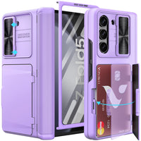 Vihibii for Galaxy Z Fold 5 Case with Card Holder (Purple)