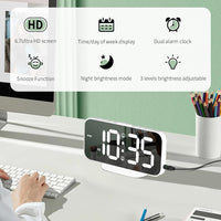 Digital Clock Large Display, LED Electric Alarm Clocks 3 Levels Brightness, Dual USB Ports Modern Decoration for Home Bedroom Decor-White