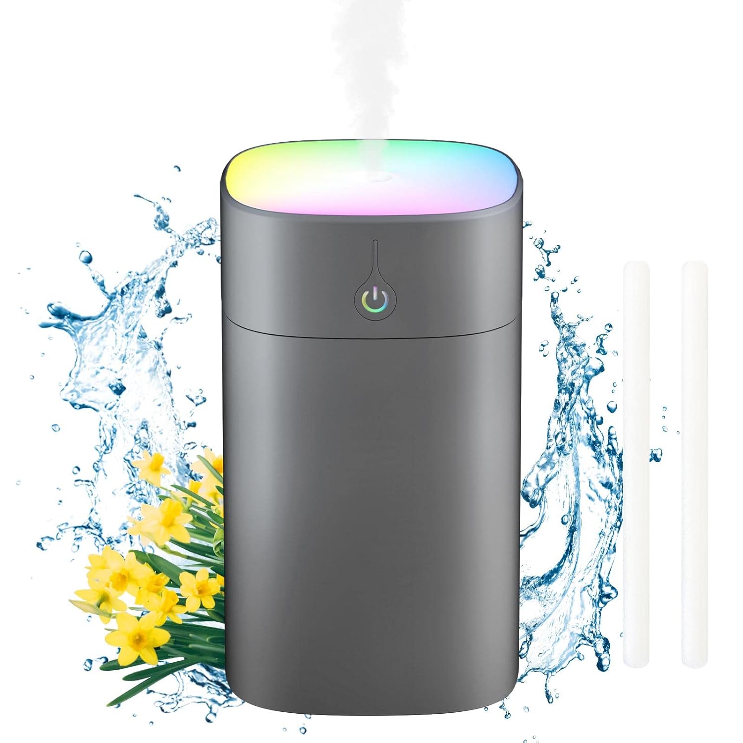 Humidifiers for Bedroom Colorful Cool Mist Humidifier 350ML Portable Mini Humidifier with Night Light,Jelison Auto Shut-Off, 2 Mist Modes,Super Quiet, for Home,Office,game,Grey