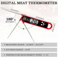 Xuhal 6 Pieces Digital Food Thermometer Instant Read Meat Kitchen Thermometer for Grill Cooking BBQ Waterproof Fast Cooking Thermometer with Foldable Long Probe Magnet Calibration Turkey Outdoor Fry