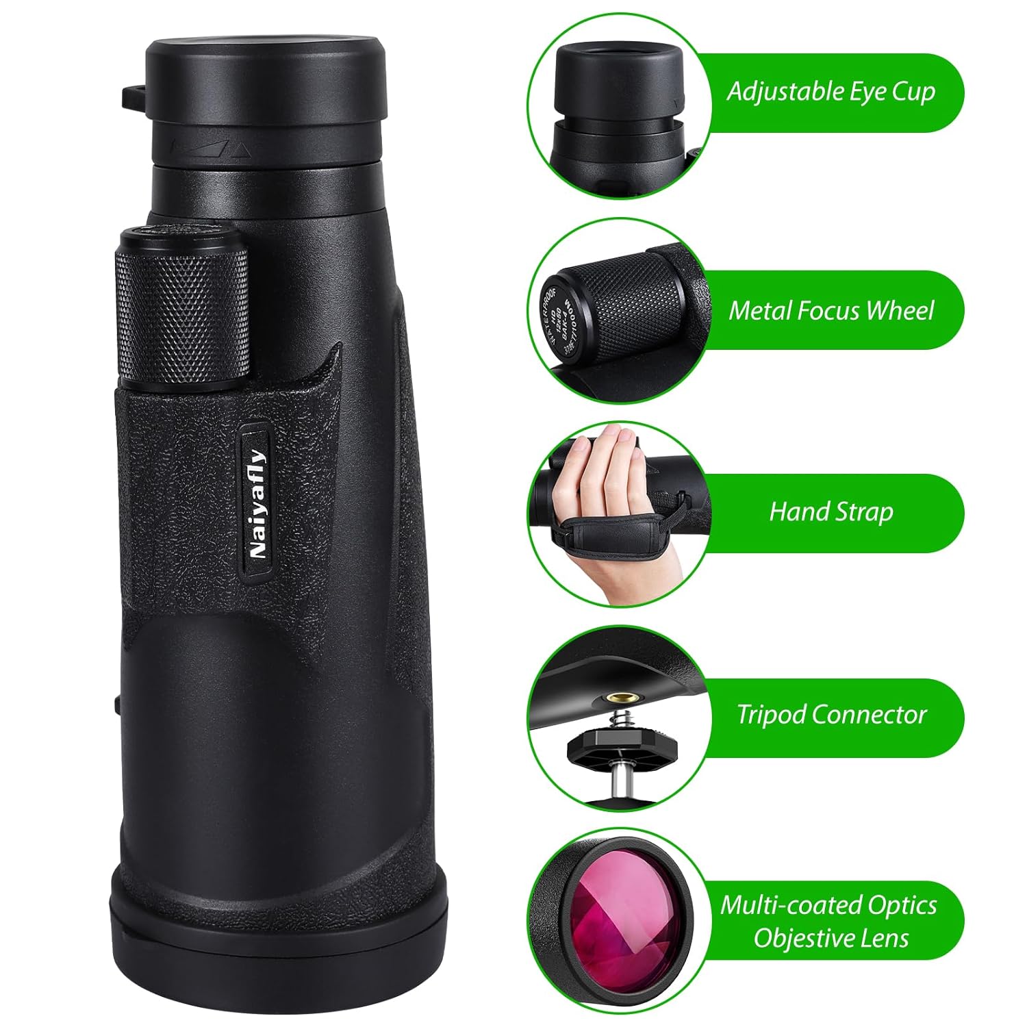 12x50 HD Monocular Telescope for Smartphone Monoculars for Adults High Powered Compact Handheld Telescope with Tripod, Hand Strap Waterproof Monocular Scope for Bird Watching Camping Wildlife Hiking