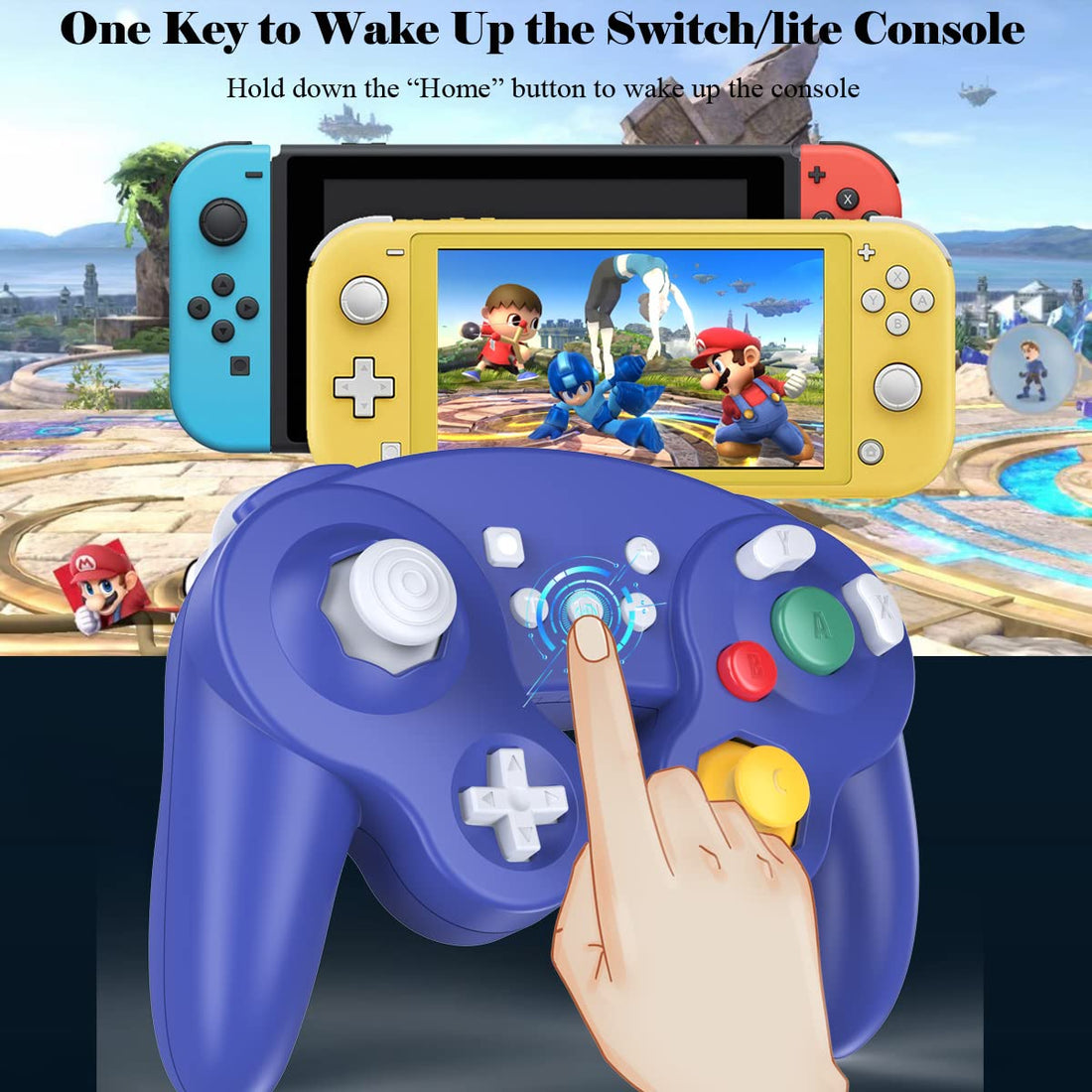 Exlene Wireless Gamecube Controller Switch, Compatible with Nintendo Switch and PC, Rechargeable, Motion Controls, Rumble, Turbo (Bluetooth Version)