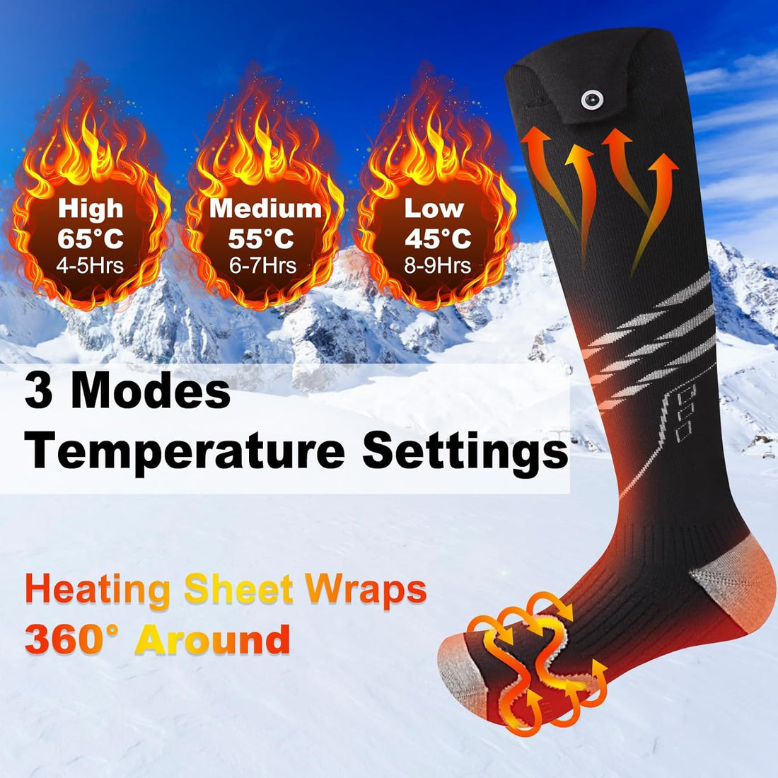 Rechargeable Heated Socks, Electric Heating Socks for Men Women Camping Fishing Cycling Skiing Skating Hunting Hiking