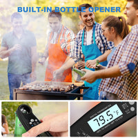 Digital Meat Thermometer with Probe, Instant Read Food Thermometer for Grilling BBQ, Kitchen Cooking, Baking, Liquids, Candy & Air Fryer - IP67 Waterproof, Backlight & Calibration - Black