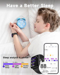 BIGGERFIVE Kids Fitness Tracker Watch, Pedometer, Heart Rate, 5ATM Waterproof, Sleep Monitor, Alarm Clock, Calorie Step Counter, 1.5" HD Touch Screen Smart Watch for Boys Girls Ages 3-14