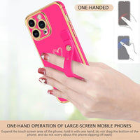 BENTOBEN for iPhone 15 Pro Max Case, Phone Case iPhone 15 Pro Max for Women Girls, Cute Heart Adjustable Strap Wristband Kickstand Holder Shockproof Soft TPU Bumper Luxury Plating Cover, Hot Pink