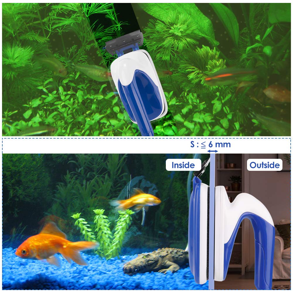 Lukovee Magnetic Aquarium Glass Cleaner Algae Scraper, Strong Magnet Floating | Non-Slip | Scratch-Free Leaner Scrubber Brush for Cleaning Aquarium Fish Tank Glass Algae (Small