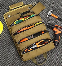 Tool Organizer - 6 Tool Bag with Heavy Duty Roll Up Tool Bag Organizer - With Screwdriver - Electricians and Hobbyists - Tool Roll Organizer for Mac (khaki)