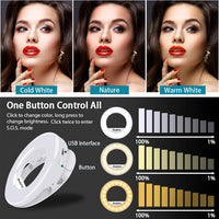 RealPlus Selfie Light for Phone, Ring Light for Phone [Rechargeable] with 3 Colors & 40 LEDs, Dimmable Phone Selfie Ring Light for Phone, Tablet, Laptop, Zoom Meeting, Makeup, Video