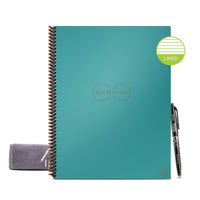 Rocketbook Smart Reusable Notebook - Lined Eco-Friendly Notebook with 1 Pilot Frixion Pen & 1 Microfiber Cloth Included - Neptune Teal Cover, Letter Size (8.5" x 11")