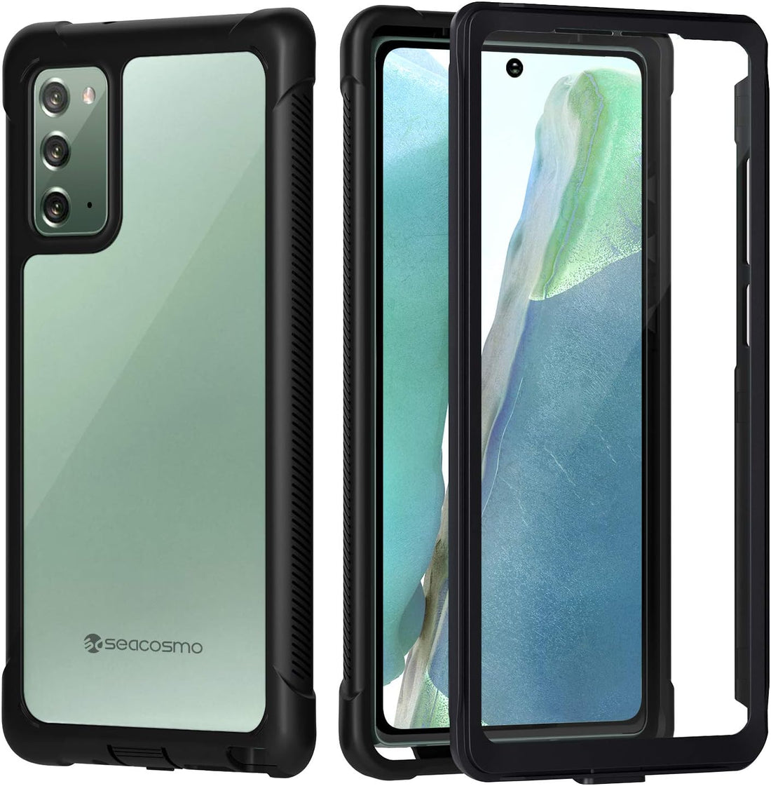 seacosmo Note 20 Case 5G, [Shock Absorption] Full-Body Protective Clear case with Built-in Screen Protector, Dual Layer Bumper Cover Hybrid Phone Case for Samsung Galaxy Note20, Black