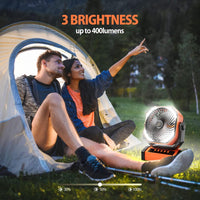 20000mAh Battery Operated Fan for Camping, Portable Fan with Remote and Timer, 60H Work and 4 Speed, Auto Oscillating fan With Light and Hook for Camping, Trip, Emergency Power Outage