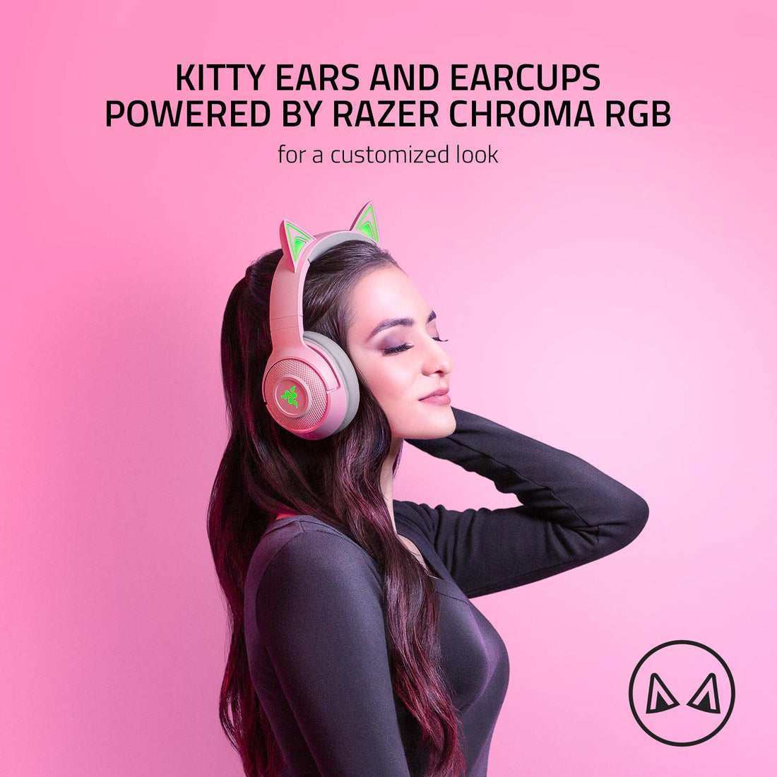 Razer Kraken BT Kitty Edition: Bluetooth 5.0-40ms Low Latency Connection - Custom-Tuned 40mm Drivers - Beamforming Microphone - Powered by Razer Chroma - Quartz Pink